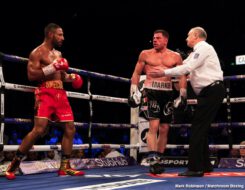 Kell Brook vs Mark DeLuca, David Allen, Dorian Darch, Eddie Hearn, Kell Brook, Kid Galahad, Mark DeLuca - Kell Brook (39-2, 27 KOs) looked as good as new on Saturday night in returning from a 14 month layoff to crush his over-matched opponent Mark DeLuca (24-2, 13 KOs) in stopping him in the 7th round at the FlyDSA Arena in Sheffield, England.