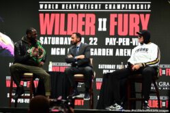 Wilder - Fury II Press Conference - February 19, 2020 Deontay Wilder, Tyson Fury - One might be excused for thinking that, when three American scoring judges are assigned to work a fight between an American fighter and a British fighter, the situation is unfair to the British fighter. But Tyson Fury, upon learning how there will be three U.S judges scoring this Saturday's massive return fight between he and Deontay Wilder, made it clear he is more than happy.