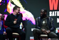 Wilder - Fury II Press Conference - February 19, 2020 Deontay Wilder, Tyson Fury - One might be excused for thinking that, when three American scoring judges are assigned to work a fight between an American fighter and a British fighter, the situation is unfair to the British fighter. But Tyson Fury, upon learning how there will be three U.S judges scoring this Saturday's massive return fight between he and Deontay Wilder, made it clear he is more than happy.