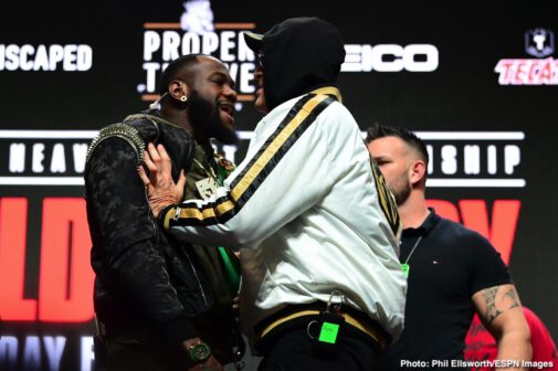 Wilder - Fury II Press Conference - February 19, 2020 Deontay Wilder, Tyson Fury - One might be excused for thinking that, when three American scoring judges are assigned to work a fight between an American fighter and a British fighter, the situation is unfair to the British fighter. But Tyson Fury, upon learning how there will be three U.S judges scoring this Saturday's massive return fight between he and Deontay Wilder, made it clear he is more than happy.