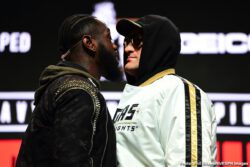 Wilder - Fury II Press Conference - February 19, 2020 Deontay Wilder, Tyson Fury - One might be excused for thinking that, when three American scoring judges are assigned to work a fight between an American fighter and a British fighter, the situation is unfair to the British fighter. But Tyson Fury, upon learning how there will be three U.S judges scoring this Saturday's massive return fight between he and Deontay Wilder, made it clear he is more than happy.