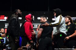 Wilder - Fury II Press Conference - February 19, 2020 Deontay Wilder, Tyson Fury - One might be excused for thinking that, when three American scoring judges are assigned to work a fight between an American fighter and a British fighter, the situation is unfair to the British fighter. But Tyson Fury, upon learning how there will be three U.S judges scoring this Saturday's massive return fight between he and Deontay Wilder, made it clear he is more than happy.