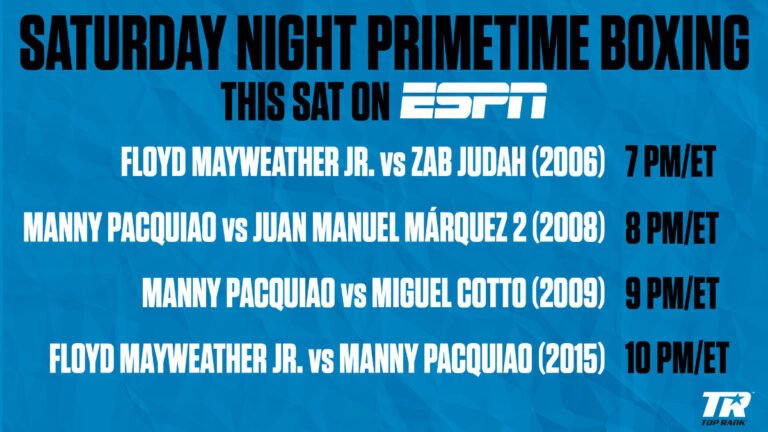 SATURDAY: ESPN to televise Manny Pacquiao and Floyd Mayweather fights