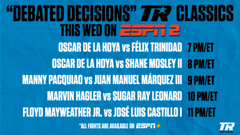 Boxing’s Most Debated Decisions to be shown on ESPN2 this Wednesday