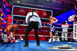 Volvemos con Punch Emanuel Navarrete, Uriel Lopez - Navarrete uses body attack to stop Lopez in the sixth round of featherweight main event