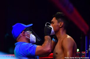 Volvemos con Punch Emanuel Navarrete, Uriel Lopez - Navarrete uses body attack to stop Lopez in the sixth round of featherweight main event