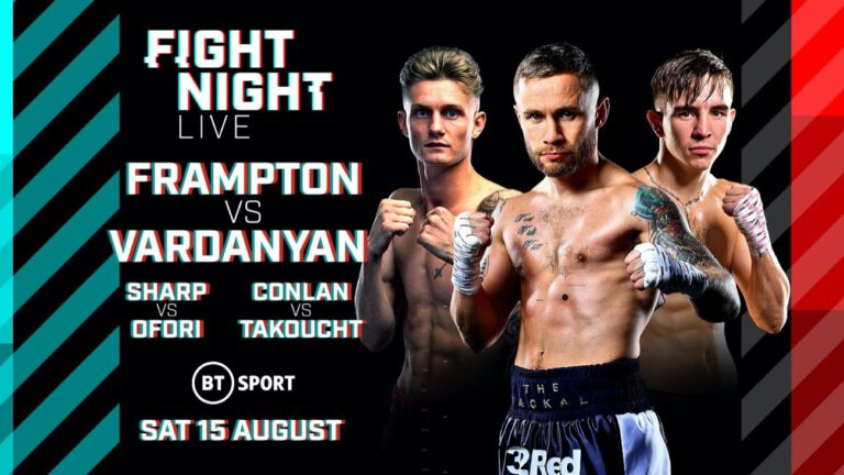 Frampton vs Vardanyan & Conlan vs Takoucht on August 15, Live on ESPN & BT Sports