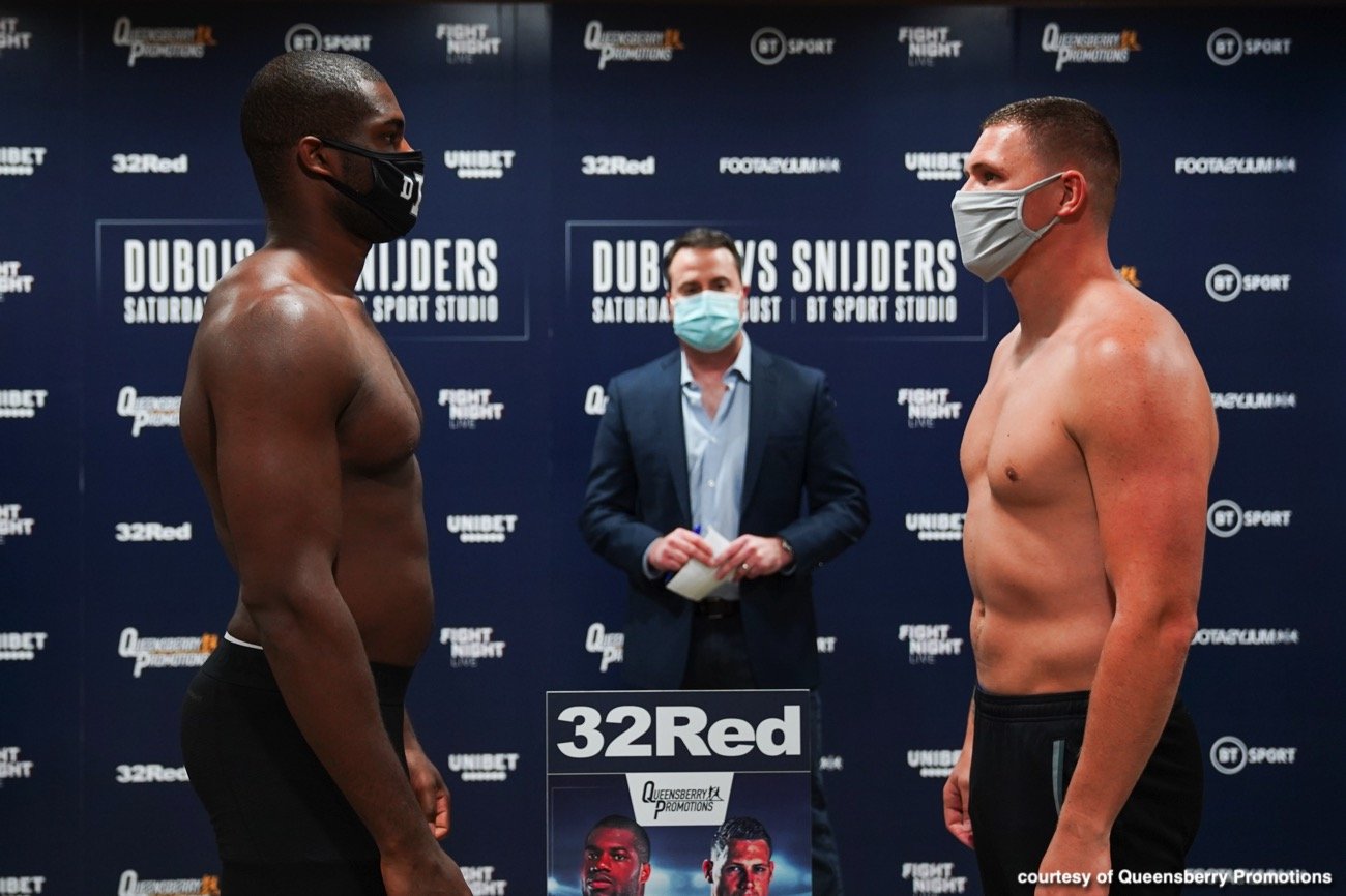 Daniel Dubois Vs Snijders Official Weigh In Results Boxing News