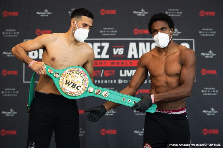 David Benavidez vs Roamer Angulo Weigh In Results: Benavidez loses title on the scales!