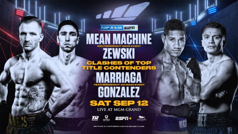 Kavaliauskas vs. Mikael Zewski + Miguel Marriaga vs. Joet Gonzalez on Sept.12