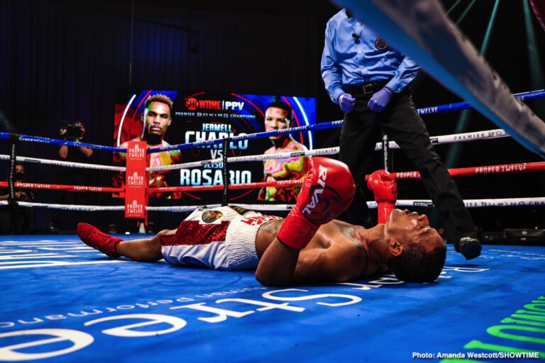 Photos: Jermell Charlo KOs Jeison Rosario; Jermall Charlo defeats Derevyanchenko