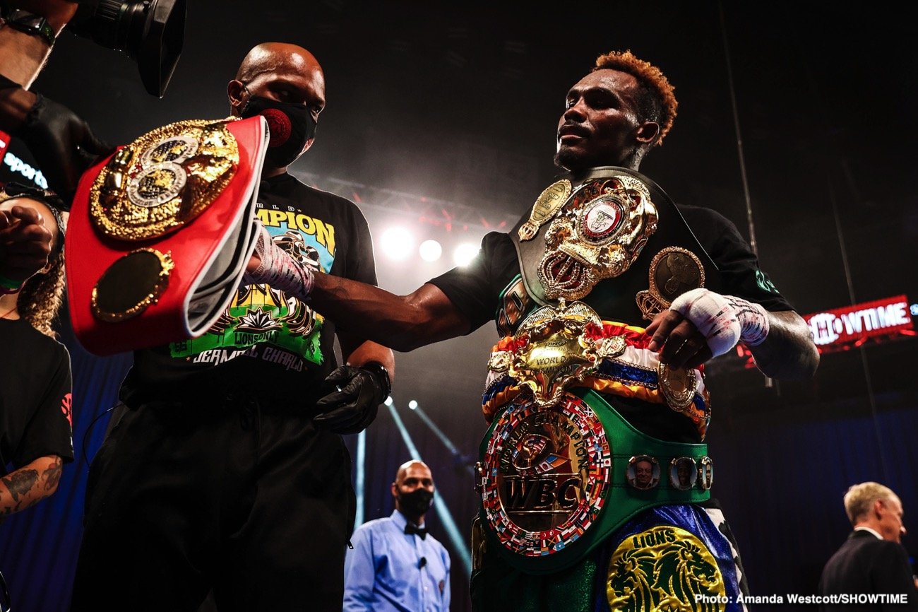 Photos: Jermell Charlo KOs Jeison Rosario; Jermall Charlo defeats Derevyanchenko