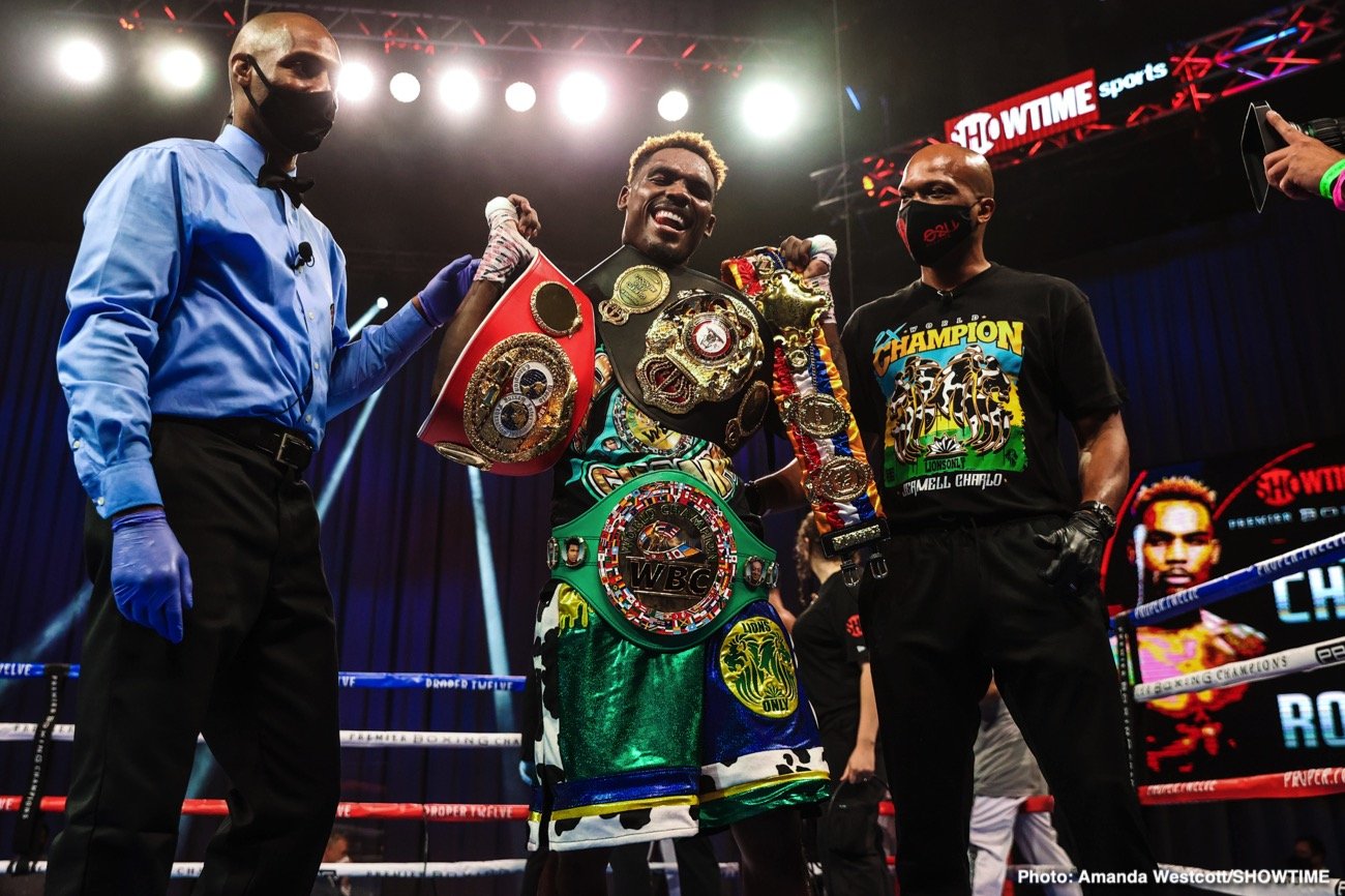 Photos: Jermell Charlo KOs Jeison Rosario; Jermall Charlo defeats Derevyanchenko