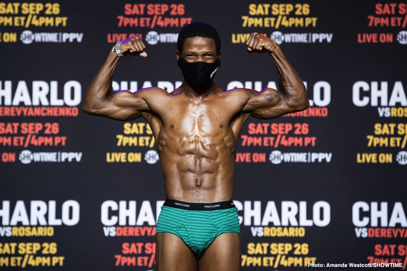 Boxing photo: Jeison Rosario, Jermall Charlo, Jermell Charlo, Sergiy Derevyanchenko image Charlo vs. Rosario / Charlo vs. Derevyanchenko Showtime PPV Weigh In Results