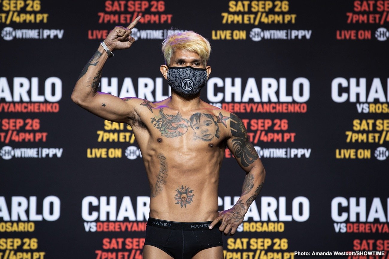 Boxing photo: Jeison Rosario, Jermall Charlo, Jermell Charlo, Sergiy Derevyanchenko image Charlo vs. Rosario / Charlo vs. Derevyanchenko Showtime PPV Weigh In Results