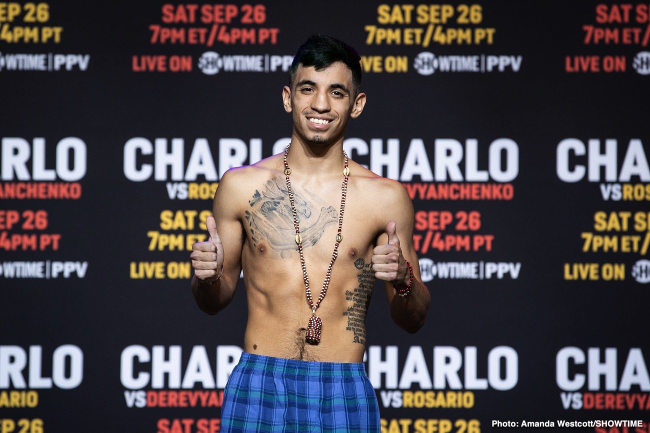 Boxing photo: Jeison Rosario, Jermall Charlo, Jermell Charlo, Sergiy Derevyanchenko image Charlo vs. Rosario / Charlo vs. Derevyanchenko Showtime PPV Weigh In Results