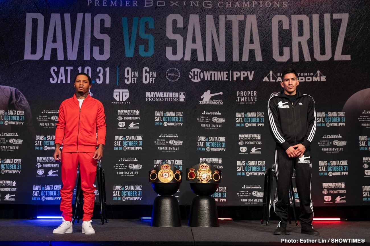 "Tank" Davis and Leo Santa Cruz make weight for Saturday