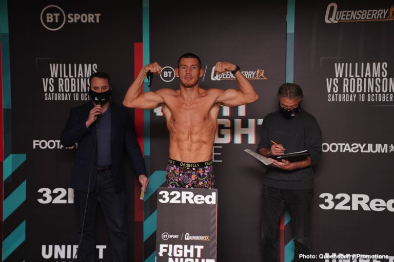 Liam Williams vs Andrew Robinson BT Sport 1 Weigh In Results
