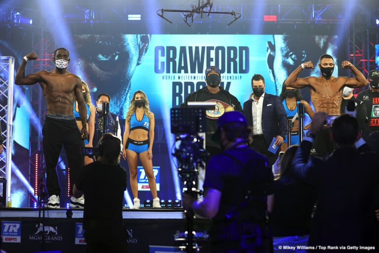 Terence Crawford and Kell Brook both weigh-in successfully
