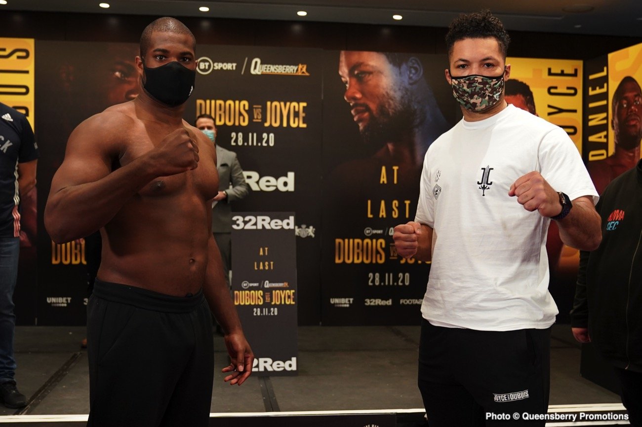 Daniel Dubois vs. Joe Joyce BT Sport Weigh In Results