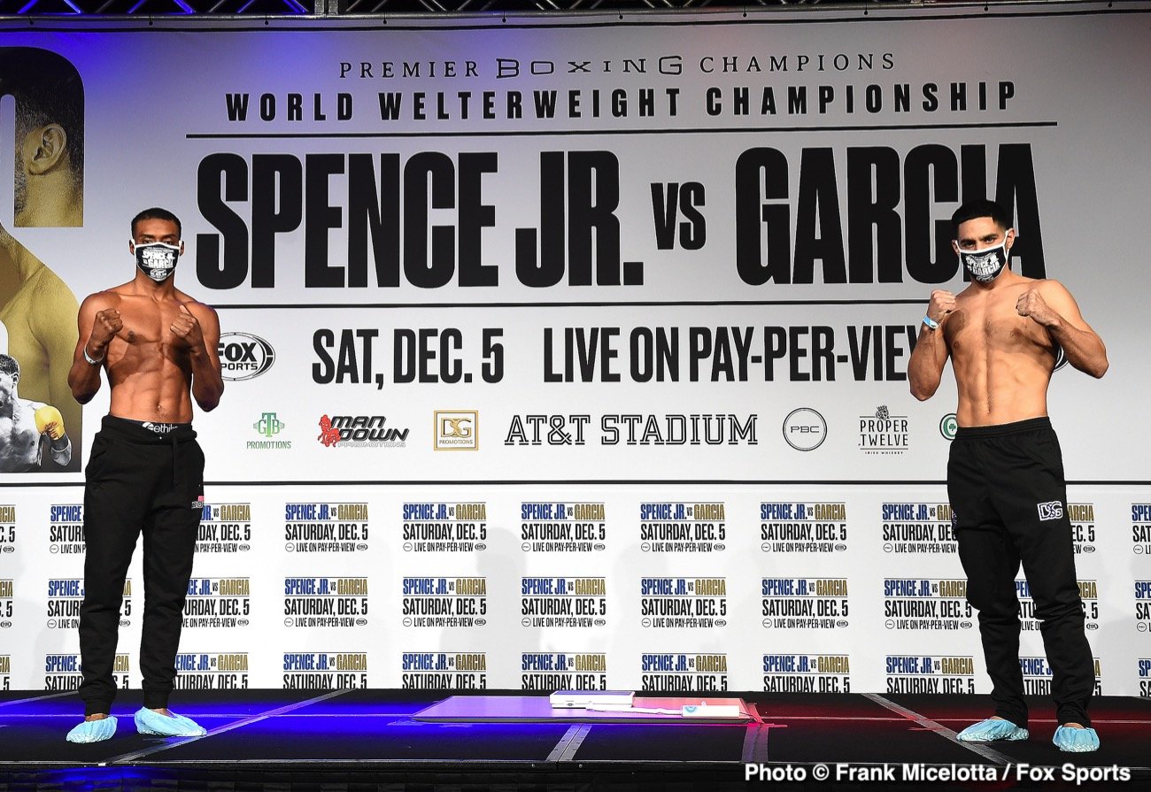 Danny Garcia, Errol Spence Jr. - Ce samedi soir, Errol Spence Jr. revient sur le ring contre Danny Garcia pour les ceintures de poids welter WBC et IBF de Spence au stade AT&T de Dallas, au Texas, sur Fox PPV.