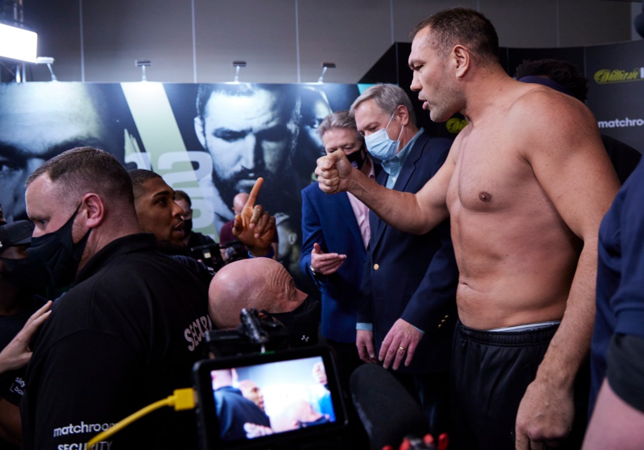 Joshua-Pulev Weigh-In Turns Tense - Joshua 240.8, Pulev 239.7