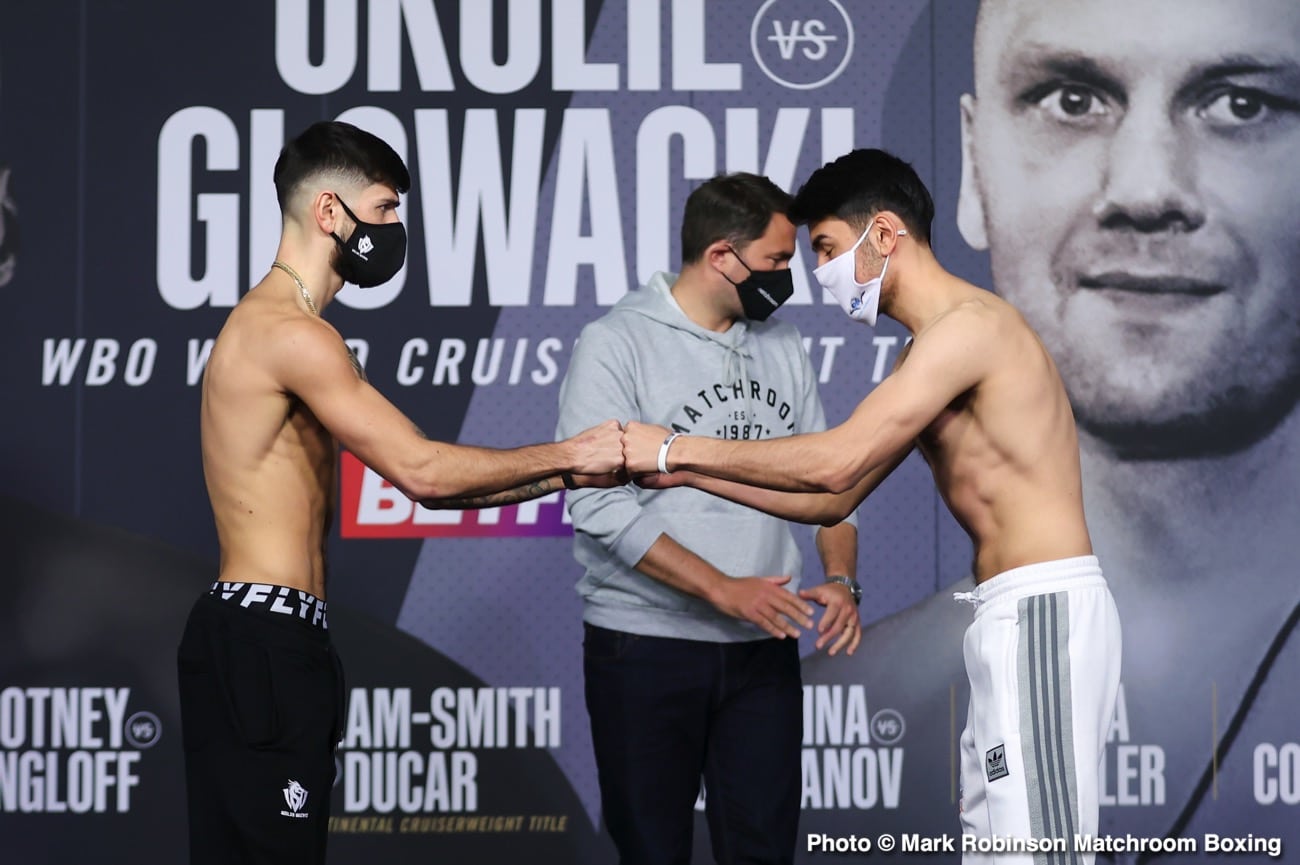 Okolie vs Glowacki Sky Sports Weigh In Results & Phtotos