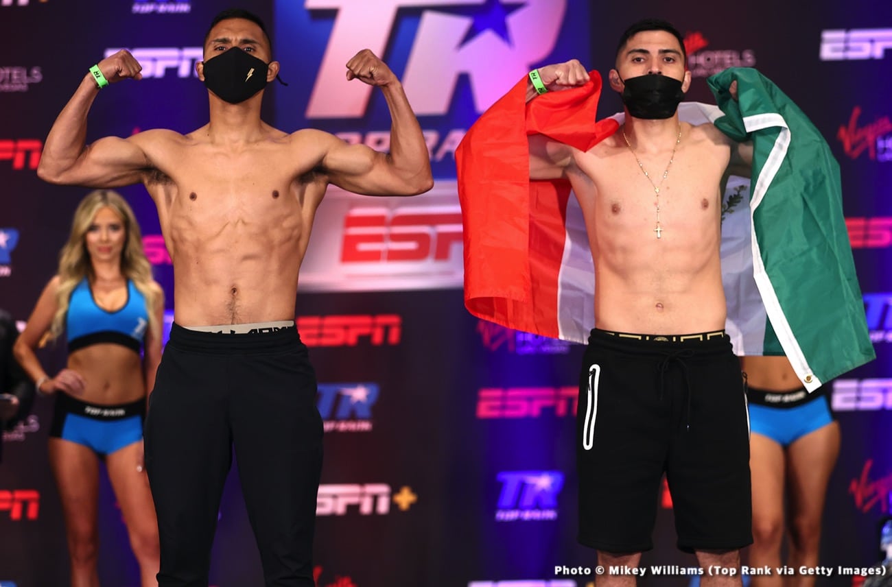 Boxing photo: Elvis Rodriguez, Hank Lundy, Jose Ramirez, Jose Zepeda, Josh Taylor, Robeisy Ramirez image Jose Ramirez vs. Josh Taylor - official weights