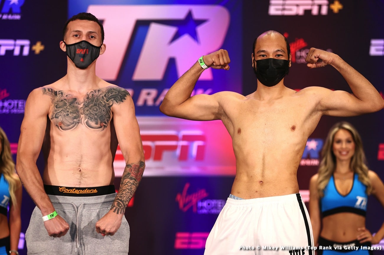 Boxing photo: Elvis Rodriguez, Hank Lundy, Jose Ramirez, Jose Zepeda, Josh Taylor, Robeisy Ramirez image Jose Ramirez vs. Josh Taylor - official weights