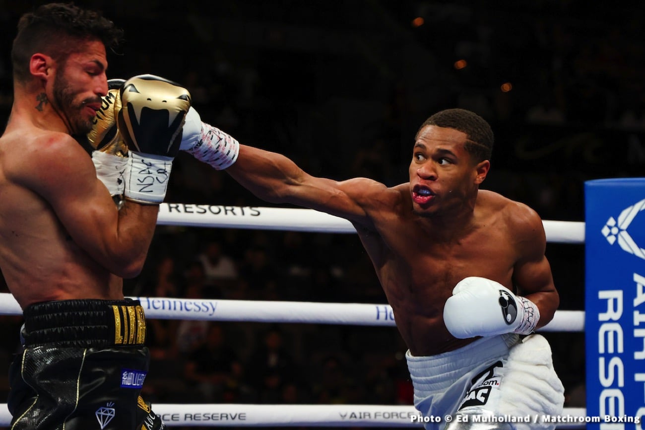 Boxing photo: Devin Haney, Jorge Linares image Photos: Devin Haney defends his World Lightweight title in a gut check battle