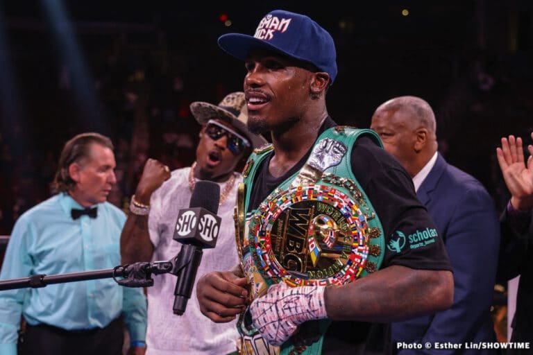 Jermall Charlo swerves David Benavidez questions during press conferencce