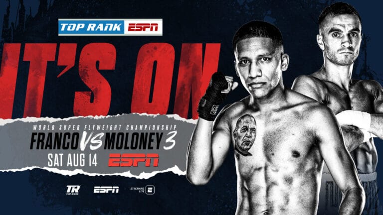 August 14: Franco vs. Moloney III, Arnold Barboza Jr. vs. Antonio Moran