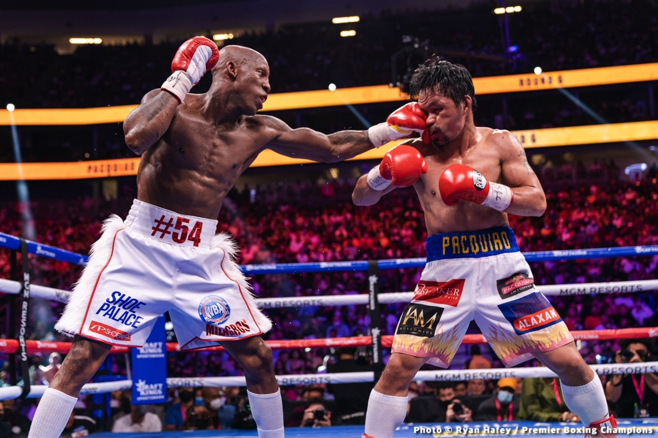 Pacquiao says leg cramps, not Ugas' skills, reason he lost