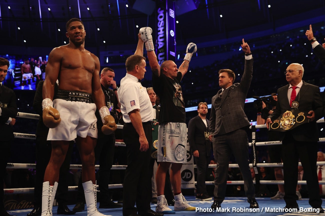 Eddie Hearn says Oleksandr Usyk confident he beats Anthony Joshua again