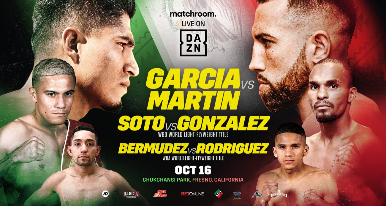 Mikey Garcia fighting Sandor Martin at 145-lb catchweight on October 16th in Fresno, Ca