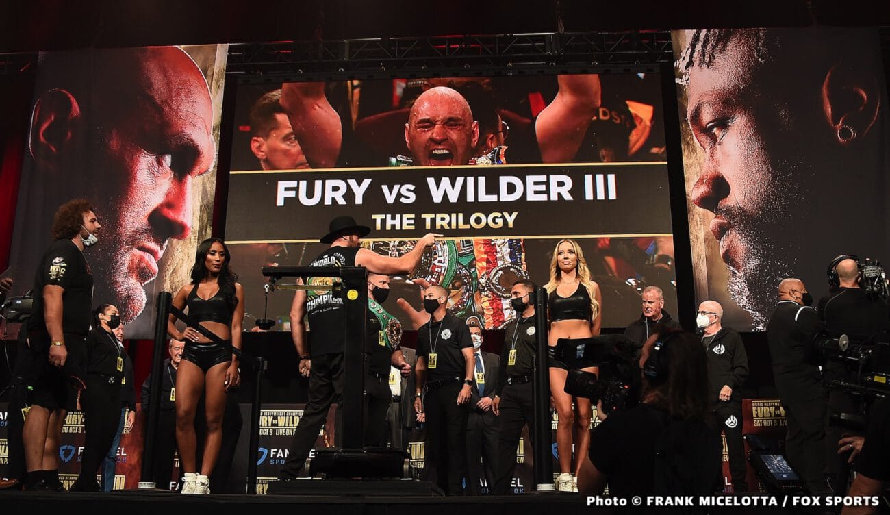 Weights: Tyson Fury 277 vs. Deontay Wilder 238