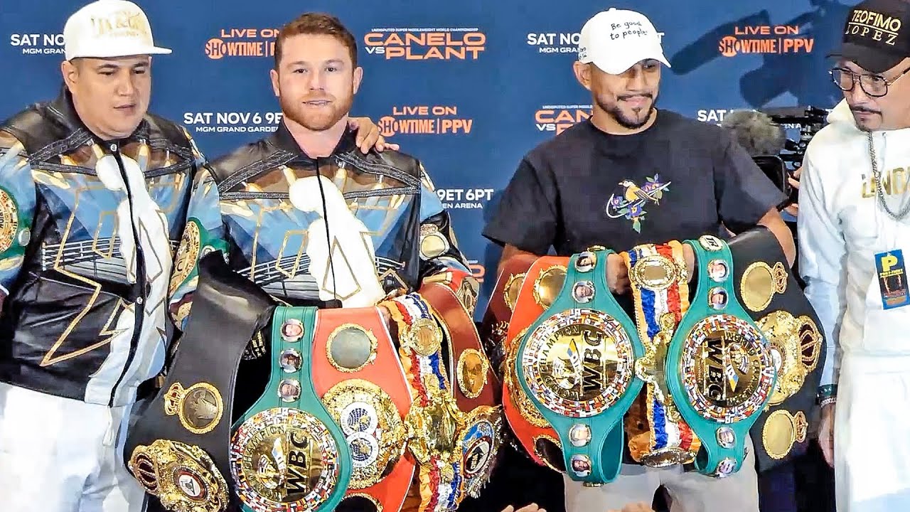 Josh Taylor calls Teofimo a "Little rat" posing with belts next to Canelo