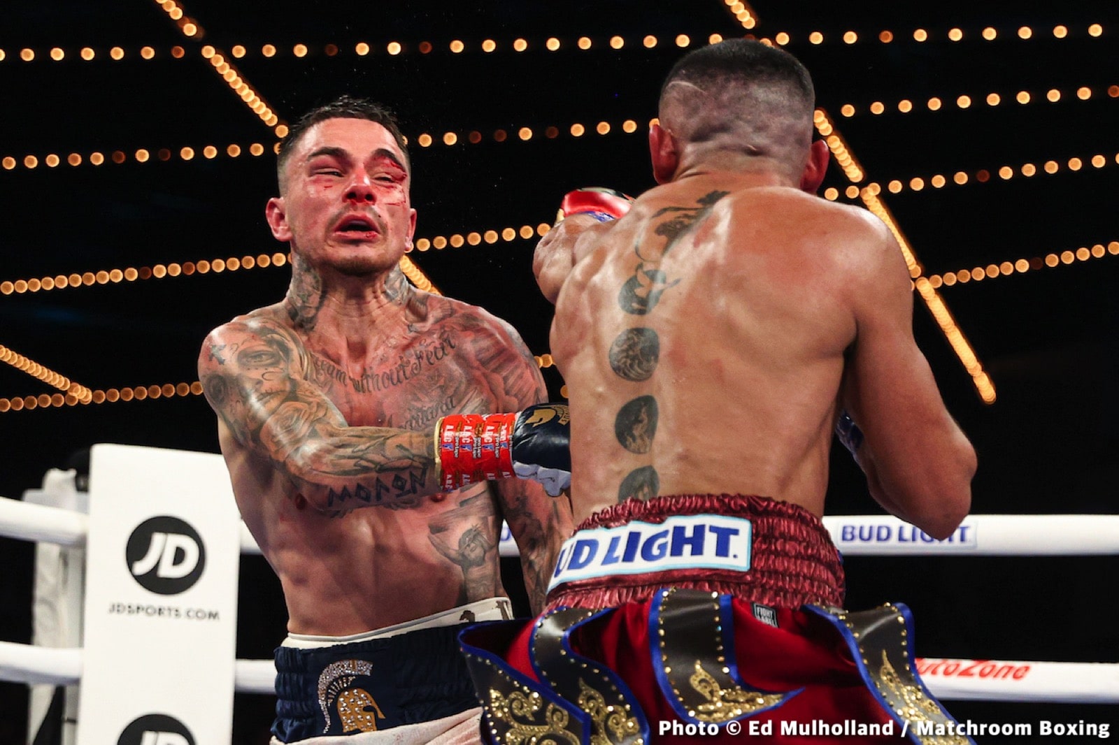 Boxing photo: Azinga Fuzile, George Kambosos Jr., Kenichi Ogawa, Teofimo Lopez Jr image Teofimo Lopez vs. George Kambosos Jr - Live results from MSG