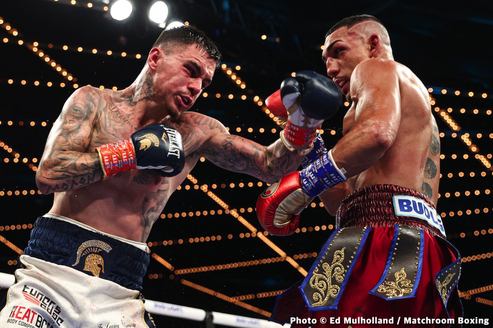 Boxing photo: Azinga Fuzile, George Kambosos Jr., Kenichi Ogawa, Teofimo Lopez Jr image Teofimo Lopez vs. George Kambosos Jr - Live results from MSG