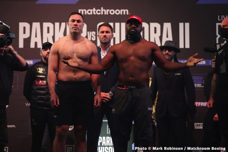 Parker, Chisora DAZN Weigh-In: Parker Heavier Than First Fight, Chisora Lighter