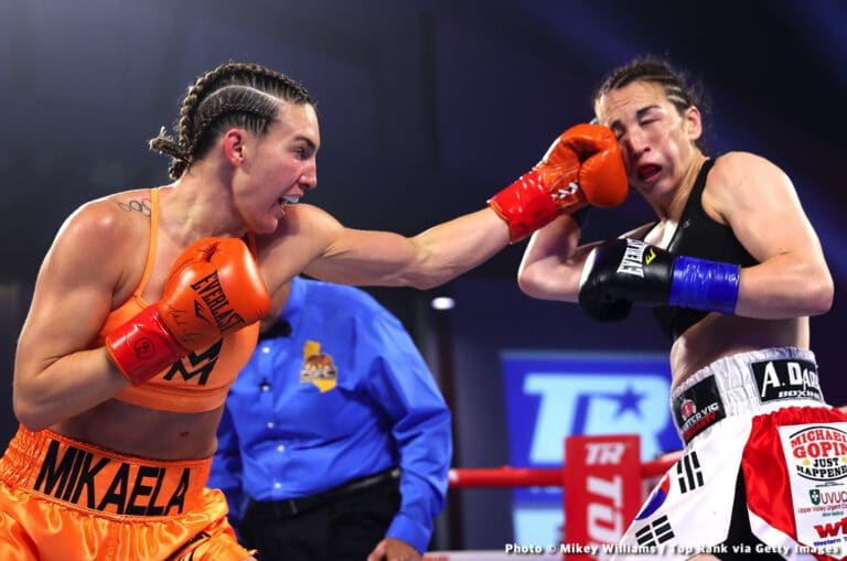 Photos: Mikaela Mayer beats Han, Giovani Santillan Stops Barraza