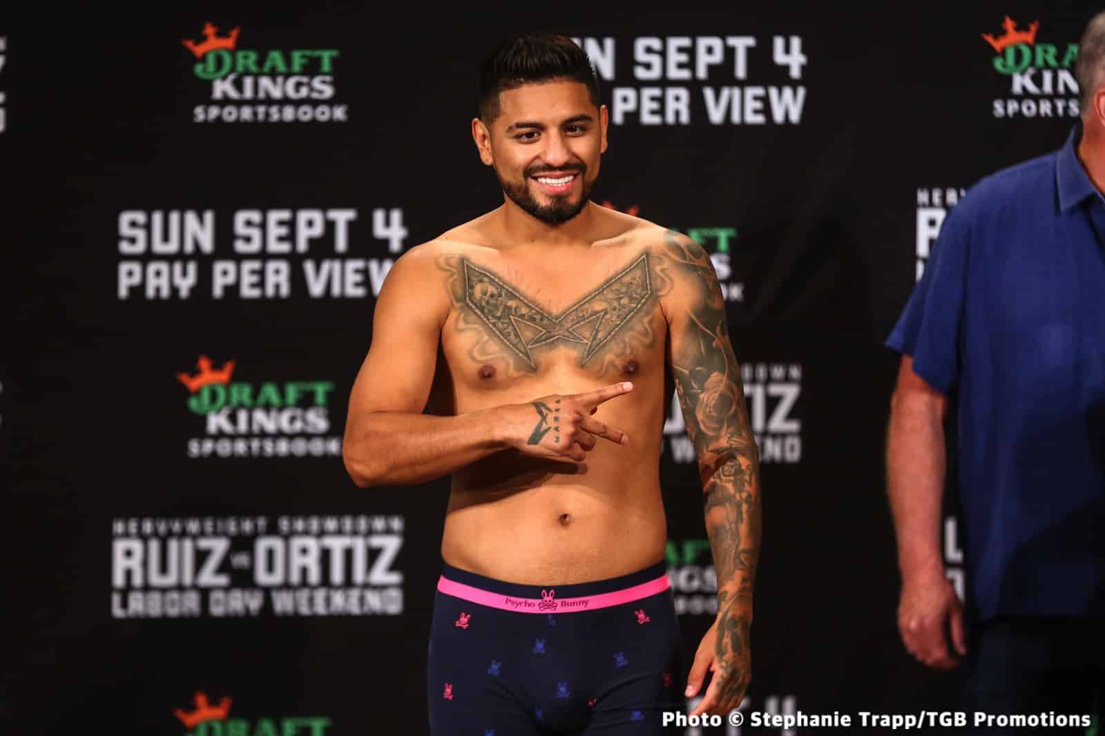 Boxing photo: Andy Ruiz Jr, Eduardo Ramirez, Isaac 'Pitbull' Cruz, Jose Valenzuela, Luis Ortiz image Andy Ruiz Jr vs. Luis Ortiz - weights