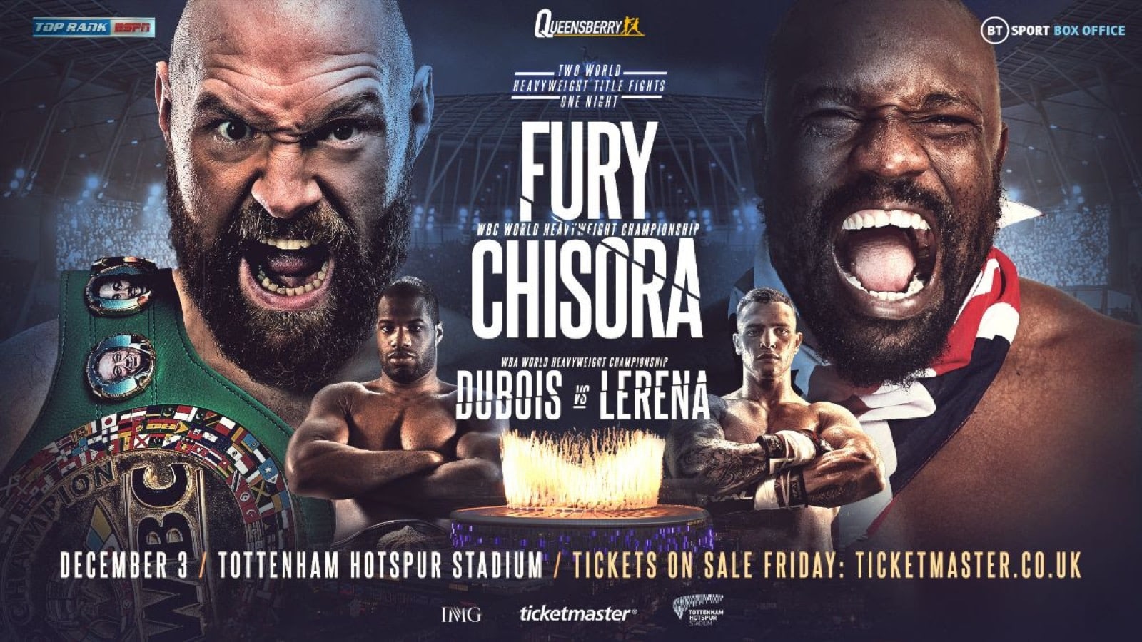 OFFICIAL: Fury - Chisora 3 in the U.S. on ESPN+, Live from Tottenham Stadium