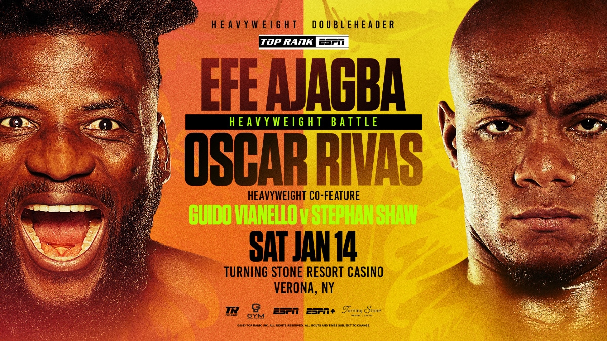 Ajagba vs. Rivas & Vianello vs. Shaw on Jan.14th on ESPN in Verona, New York