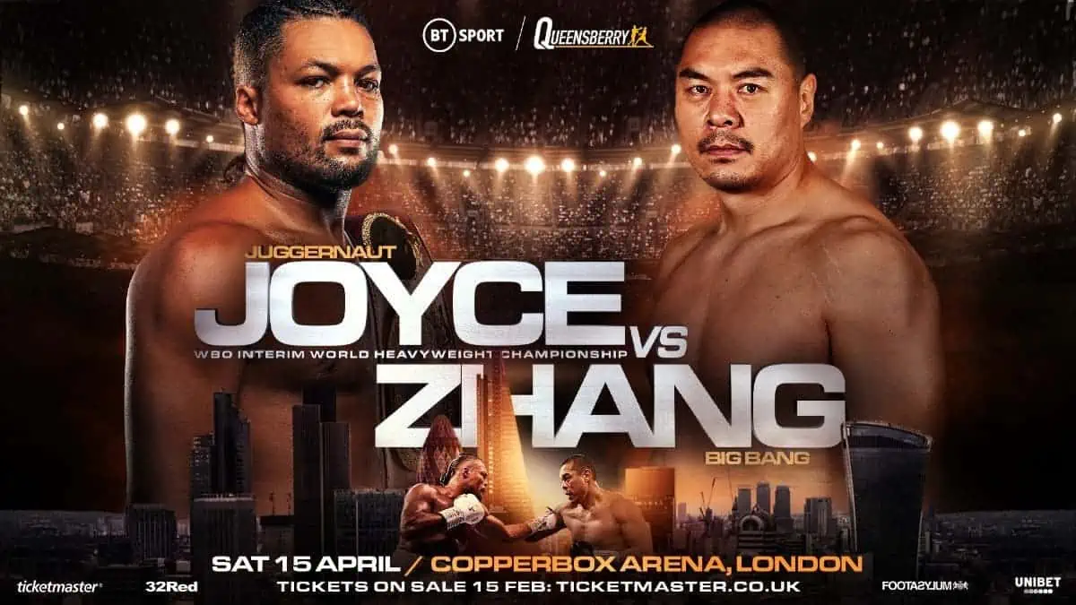 Joe Joyce vs Zhilei Zhang in London on April 15th LIVE on BT Sport