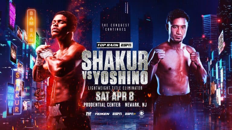 Stevenson vs Yoshino on April 8th at Prudential Center in Newark, New Jersey