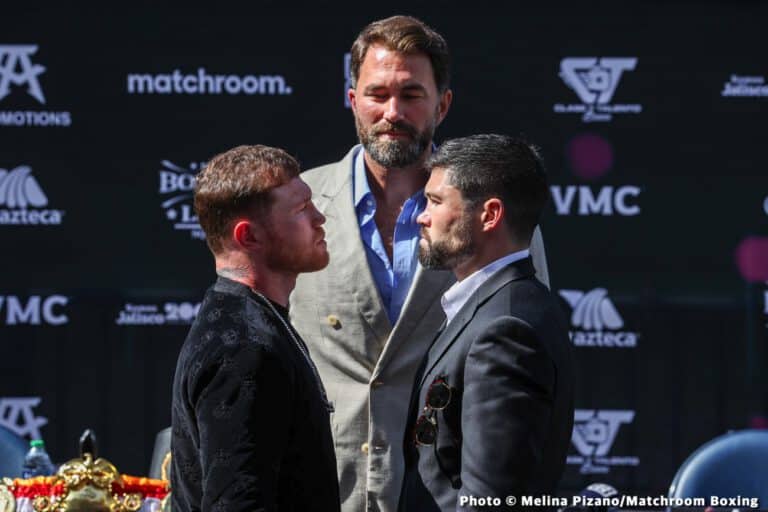 Eddie Hearn fires back at De La Hoya for criticizing Ryder as Canelo's opponent