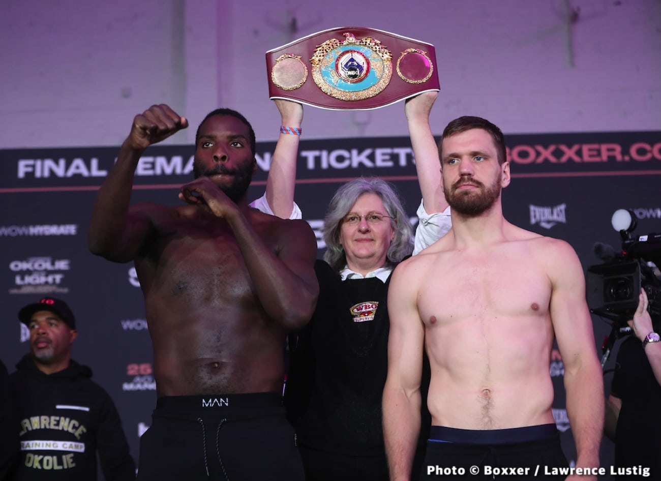 Lawrence Okolie 200 vs. David Light 198 1/4 - weigh-in results for Saturday in Manchester