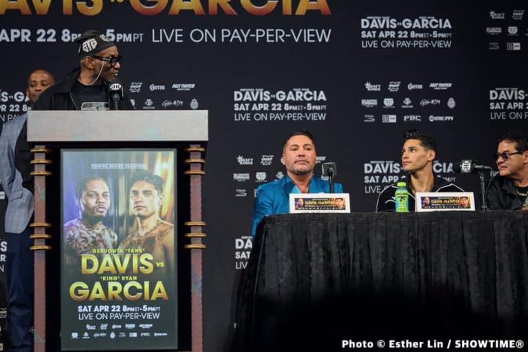 Oscar De La Hoya says Tank Davis' team doesn't believe he can beat Ryan Garcia