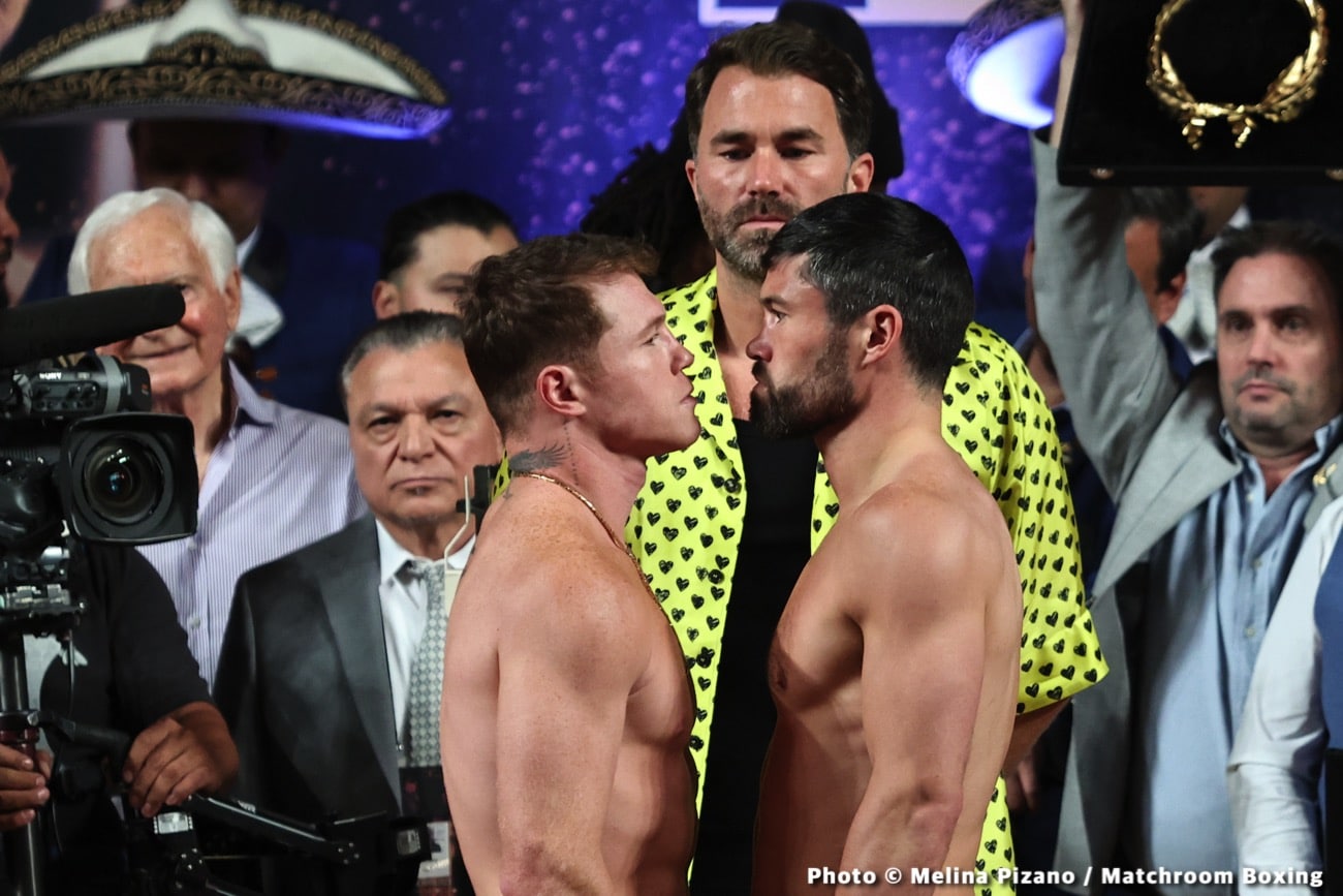Boxing photo: Canelo Alvarez, John Ryder, Julio Cesar Martinez, Oleksandr Gvozdyk, Ronal Batista image Canelo vs. Ryder DAZN Weigh In & Photos